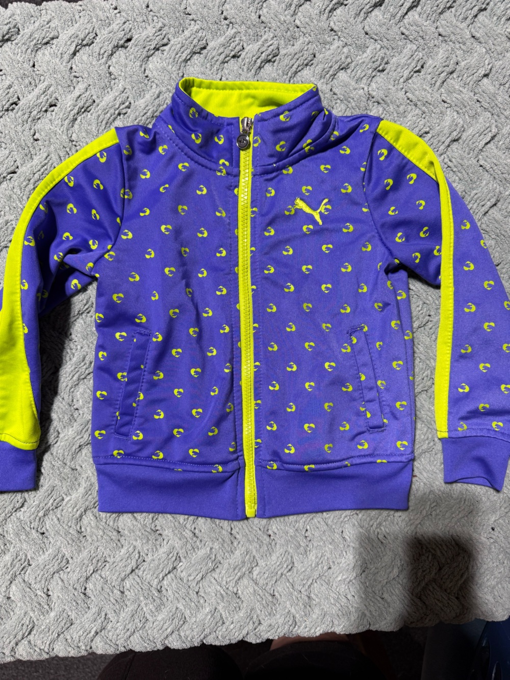Puma Purple Jacket with Neon Yellow Trim - Girls Zip-Up 3t